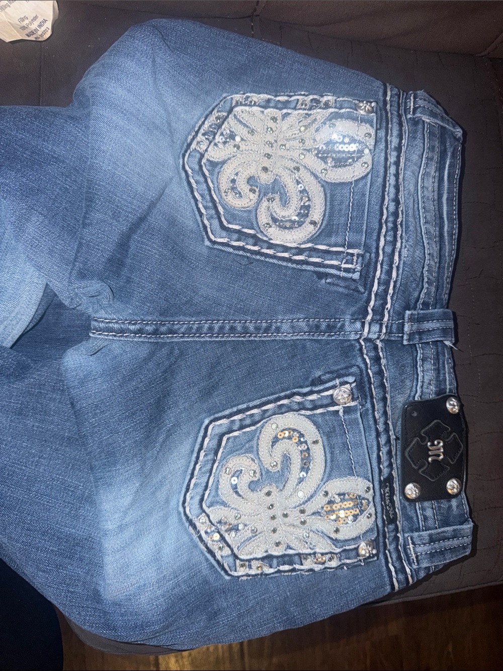 Miss Me Blue Denim Boot Cut Jeans with Embellished Back Pockets